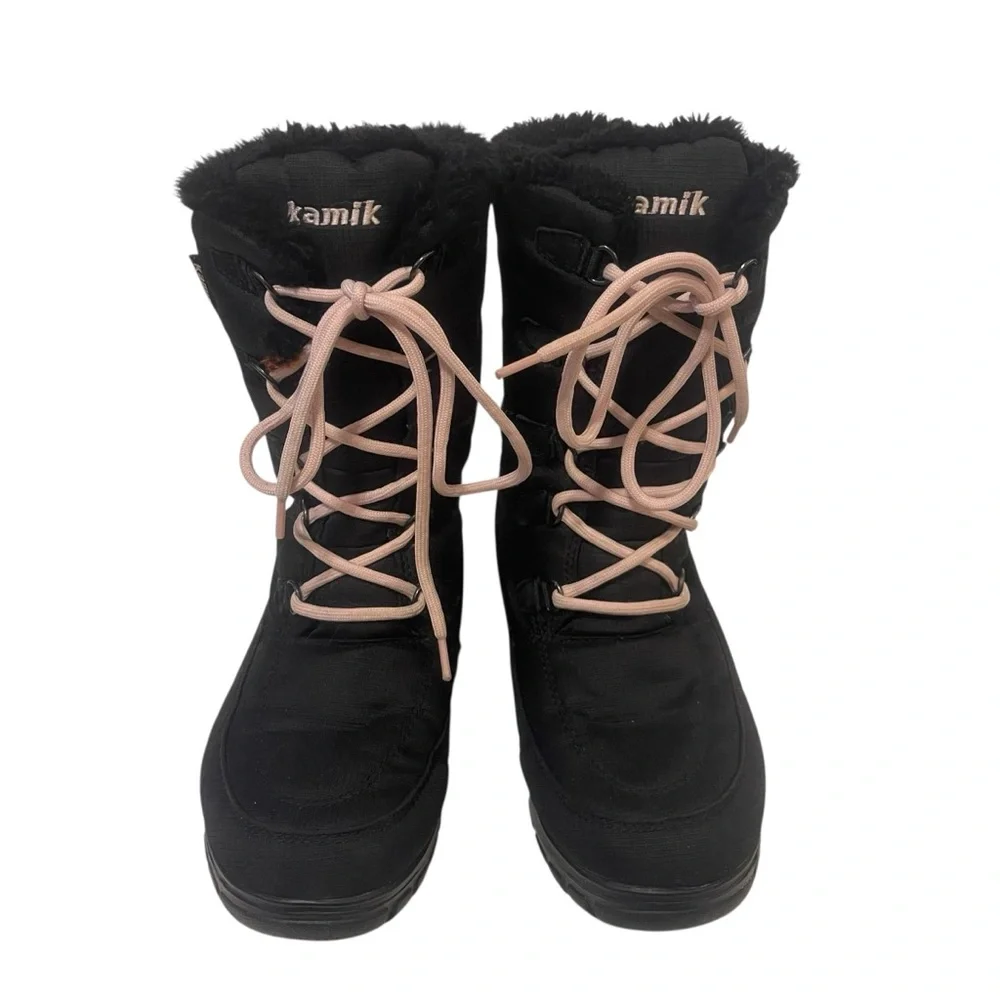 Kamik Brooklyn Women's Black and Pink Winter Boots - Picture 3 of 7